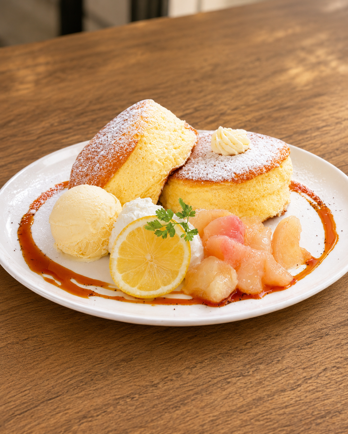 桃のパンケーキ